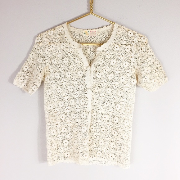 Vintage Tops - Vintage Crochet blouse/jacket